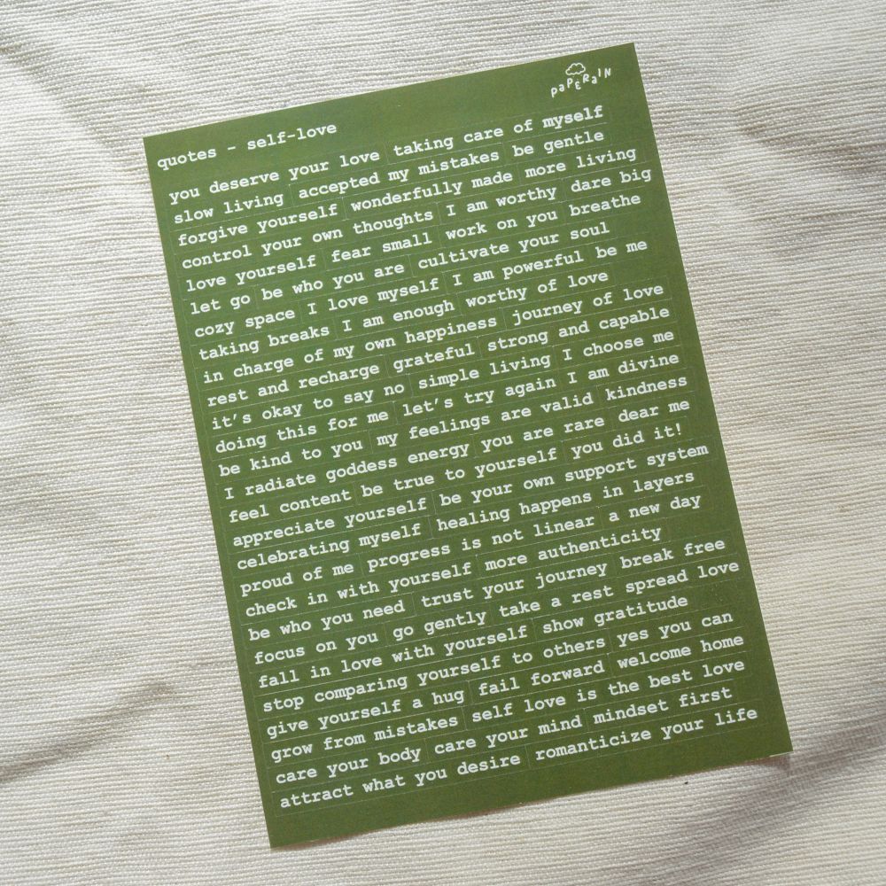 quotes self-love sticker sheet